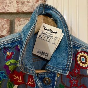 Beautiful Desigual Jean jacket with embroidery brand new and never worn